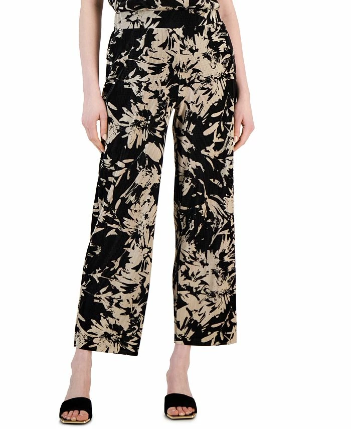 Alfani Women's Printed Pleated Bodre Pull-On Pants, Created For Macy's 1 Alfani Women's Printed Pleated Bodre Pull-On Pants, Created For Macy's
