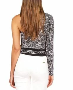 Alternative view of Michael Kors Women's Zebra-Print One-Sleeve Tie Top