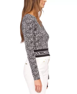 Michael Kors Women's Zebra-Print One-Sleeve Tie Top 8 Michael Kors Women's Zebra-Print One-Sleeve Tie Top -Anne Klein Sales Store 23261806 fpx