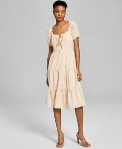 And Now This Women's Milkmaid Tiered Midi Dress