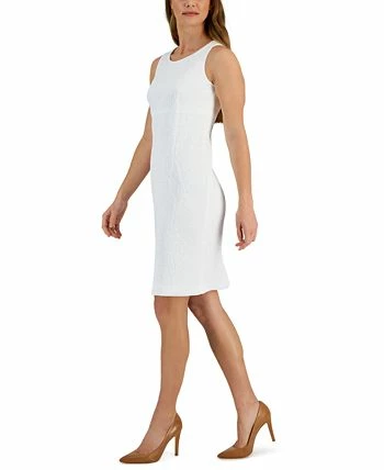 Kasper Women's Jacquard Empire-Waist Sleeveless Dress 3 Kasper Women's Jacquard Empire-Waist Sleeveless Dress - Image 3