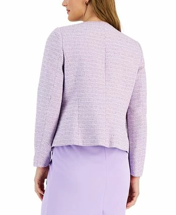 Kasper Women's Collarless Tweed Cardigan Open-Front Jacket 2 Kasper Women's Collarless Tweed Cardigan Open-Front Jacket - Image 2