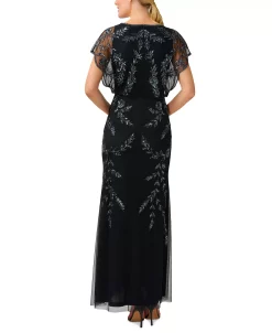 Alternative view of Papell Studio Women's Beaded Flutter-Sleeve Blouson Gown