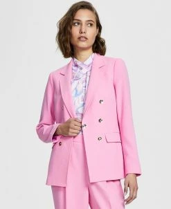 Bar III Women's Textured-Crepe Button-Front Blazer, Created For Macy's