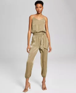 And Now This Women's Sleeveless Belted Satin Jumpsuit -Anne Klein Sales Store 23360068 fpx