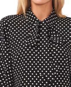 CeCe Women's Polka Dot Bow-Neck Button-Front Top 6 CeCe Women's Polka Dot Bow-Neck Button-Front Top -Anne Klein Sales Store 23360610 fpx