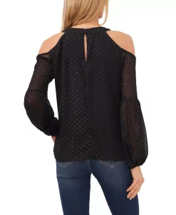 CeCe Women's Lurex Clip Dot Cold Shoulder Blouse 4 CeCe Women's Lurex Clip Dot Cold Shoulder Blouse -Anne Klein Sales Store 23399719 fpx