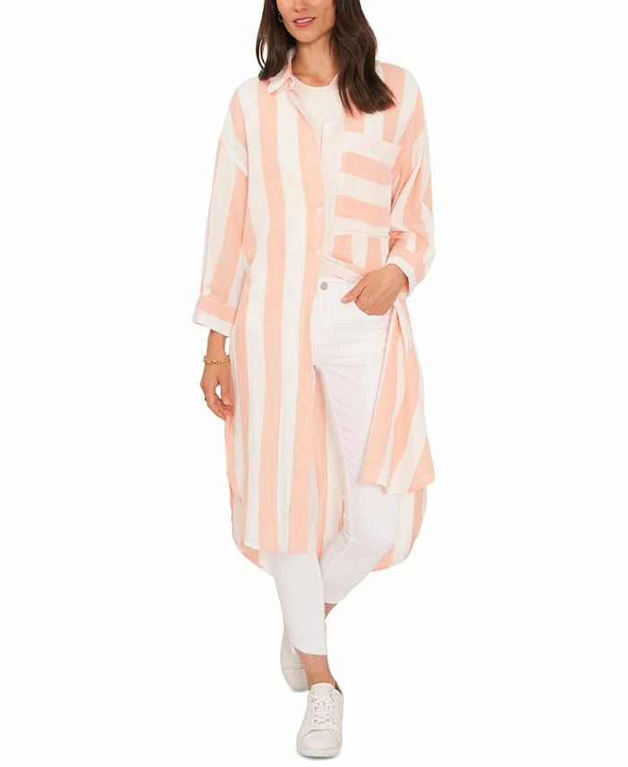 Vince Camuto Women's Striped Oversized Tunic Shirt 1 Vince Camuto Women's Striped Oversized Tunic Shirt