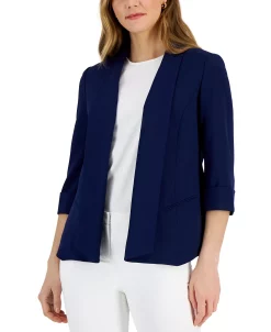 Kasper Women's Shawl-Collar Open-Front Cuffed-Sleeve Blazer