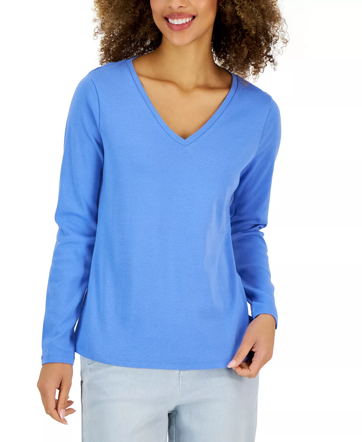 Charter Club Women's Cotton Long-Sleeve V-Neck T-Shirt, Created For Macy's 10 Charter Club Women's Cotton Long-Sleeve V-Neck T-Shirt, Created For Macy's - Image 10
