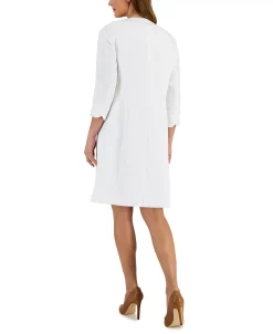 Kasper Women's Scalloped-Edge Long Jacket Topper & Jacquard Empire-Seamed Sheath Dress -Anne Klein Sales Store 23490985 fpx