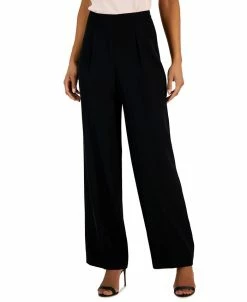 Alternative view of Anne Klein Women's Crepe De Chine High-Rise Wide-Leg Pants With Pleats