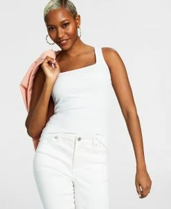 INC International Concepts Women's Square Neck Rib Tank, Created For Macy's