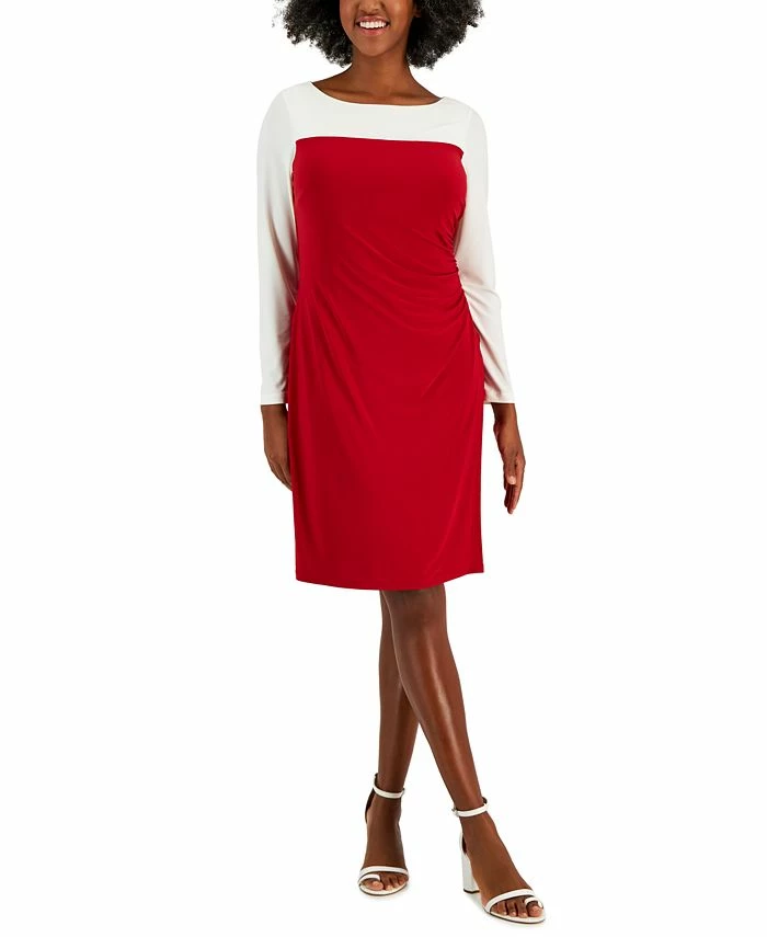 Kasper Ginger Colorblocked Midi Shift Dress 1 Kasper Ginger Colorblocked Midi Shift Dress