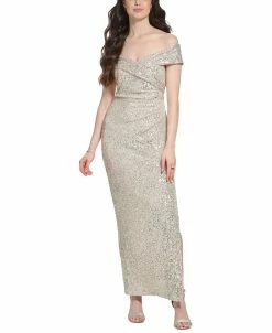 Vince Camuto Women's Off-The-Shoulder Sequin Column Gown