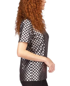 Michael Kors Women's Checkered Foil Top -Anne Klein Sales Store 23534333 fpx