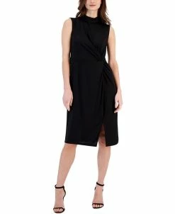 Anne Klein Women's Harmony Mock Neck Sleeveless Sheath Dress