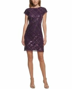 Vince Camuto Women's Sequin Cap-Sleeve Shift Dress
