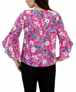 Alternative view of Kasper Floral Printed Ruffle 3/4-Sleeve Blouse