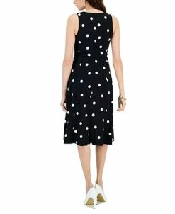 Alternative view of Kasper Fit & Flare Polka Dot Side Tie Dress