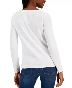 Alternative view of Charter Club Women's Cotton Long-Sleeve V-Neck T-Shirt, Created For Macy's