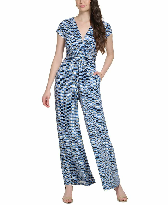 Vince Camuto Women's Printed Twist-Front Cap-Sleeve Jumpsuit 1 Vince Camuto Women's Printed Twist-Front Cap-Sleeve Jumpsuit