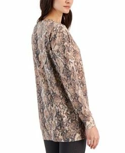 Alternative view of ID Ideology Women's Snake-Embossed Tulip-Hem Sweatshirt, Created For Macy's