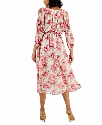 Anne Klein Women's Printed Cold-Shoulder Midi Dress 2 Anne Klein Women's Printed Cold-Shoulder Midi Dress - Image 2