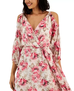 Anne Klein Women's Printed Cold-Shoulder Midi Dress 8 Anne Klein Women's Printed Cold-Shoulder Midi Dress -Anne Klein Sales Store 23587738 fpx