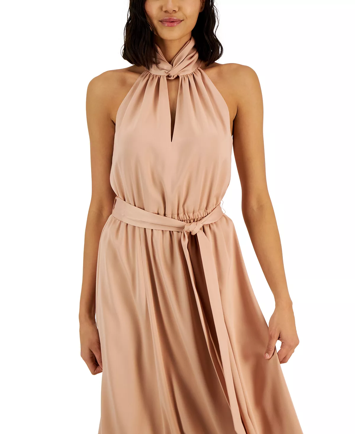 Anne Klein Women's Twist-Neck Halter Sleeveless Midi Dress 4 Anne Klein Women's Twist-Neck Halter Sleeveless Midi Dress - Image 4