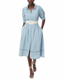 Sam Edelman Women's Cotton Collared Belted Shirtdress