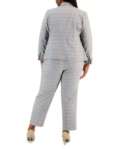 Alternative view of Kasper Plus Size Plaid Blazer, Twist-Neck Top & Straight-Leg Ankle Pants