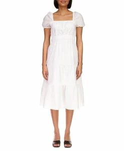 Sanctuary Women's Solid Tie-Back Tiered Midi Dress