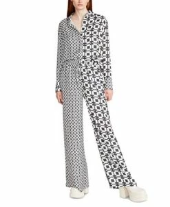 Alternative view of Steve Madden Women's Dorian Mixed-Print Pull-On Wide-Leg Satin Pants