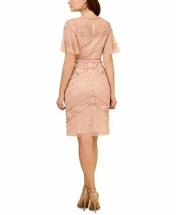 Alternative view of Adrianna Papell Women's Beaded Flutter-Sleeve Sheath Dress
