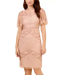 Adrianna Papell Women's Beaded Flutter-Sleeve Sheath Dress -Anne Klein Sales Store 23684815 fpx