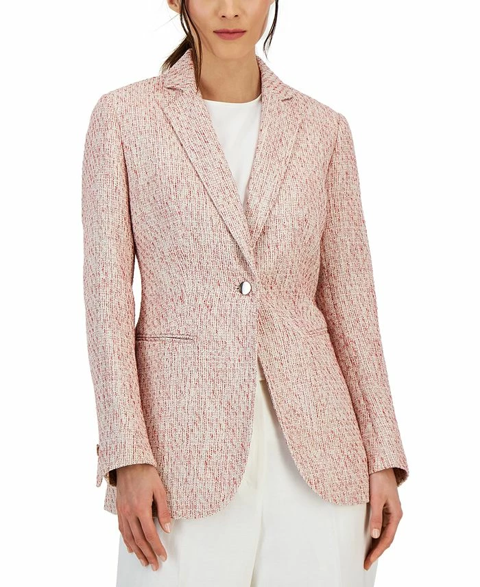 Anne Klein Women's Tweed One-Button Notched-Collar Jacket 1 Anne Klein Women's Tweed One-Button Notched-Collar Jacket