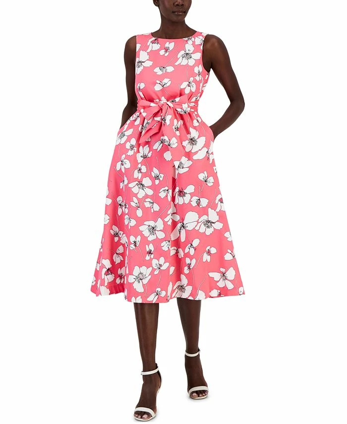 Anne Klein Women's Floral-Print Fit & Flare Midi Dress 1 Anne Klein Women's Floral-Print Fit & Flare Midi Dress