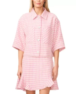 CeCe Women's Tweed Elbow-Sleeve Shirt Jacket 12 CeCe Women's Tweed Elbow-Sleeve Shirt Jacket -Anne Klein Sales Store 23734006 fpx