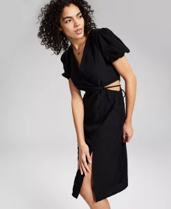 And Now This Women's Puff-Sleeve Cutout Midi Dress -Anne Klein Sales Store 23773219 fpx