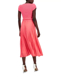 Alternative view of Anne Klein Women's Tulip-Sleeve Crewneck Sweater & Pleated Pull-On Midi Skirt
