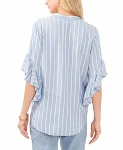 Alternative view of Vince Camuto Women's Split-Neck Ruffle-Sleeve Pin-Tuck Top