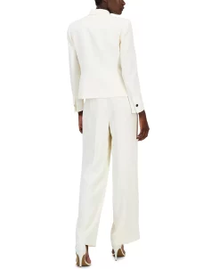 Anne Klein Women's Notched-Collar One-Button Blazer, Ruffle-Trim Tie-Neck Sleeveless Blouse & Collection Side-Zip Hollywood Waist Pants -Anne Klein Sales Store 23776867 fpx