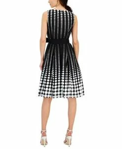 Alternative view of Anne Klein Women's Cotton Dot-Print Fit & Flare Belted Dress