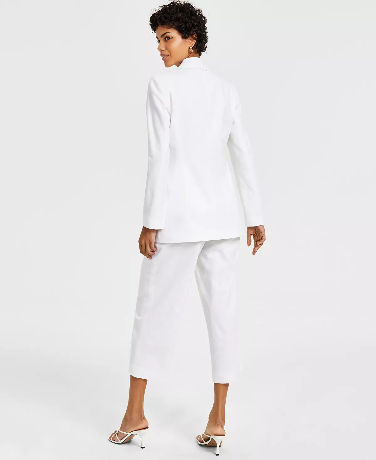 Bar III Women's Faux-Double-Breasted Long-Sleeve Blazer, Ribbed Sweater Camisole & High-Rise Wide-Leg Tie-Waist Crop Pants, Created For Macy's 2 Bar III Women's Faux-Double-Breasted Long-Sleeve Blazer, Ribbed Sweater Camisole & High-Rise Wide-Leg Tie-Waist Crop Pants, Created For Macy's - Image 2