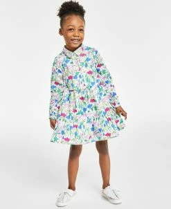 Charter Club Little Girl's Long-Sleeve Floral Shirtdress, Created For Macy's