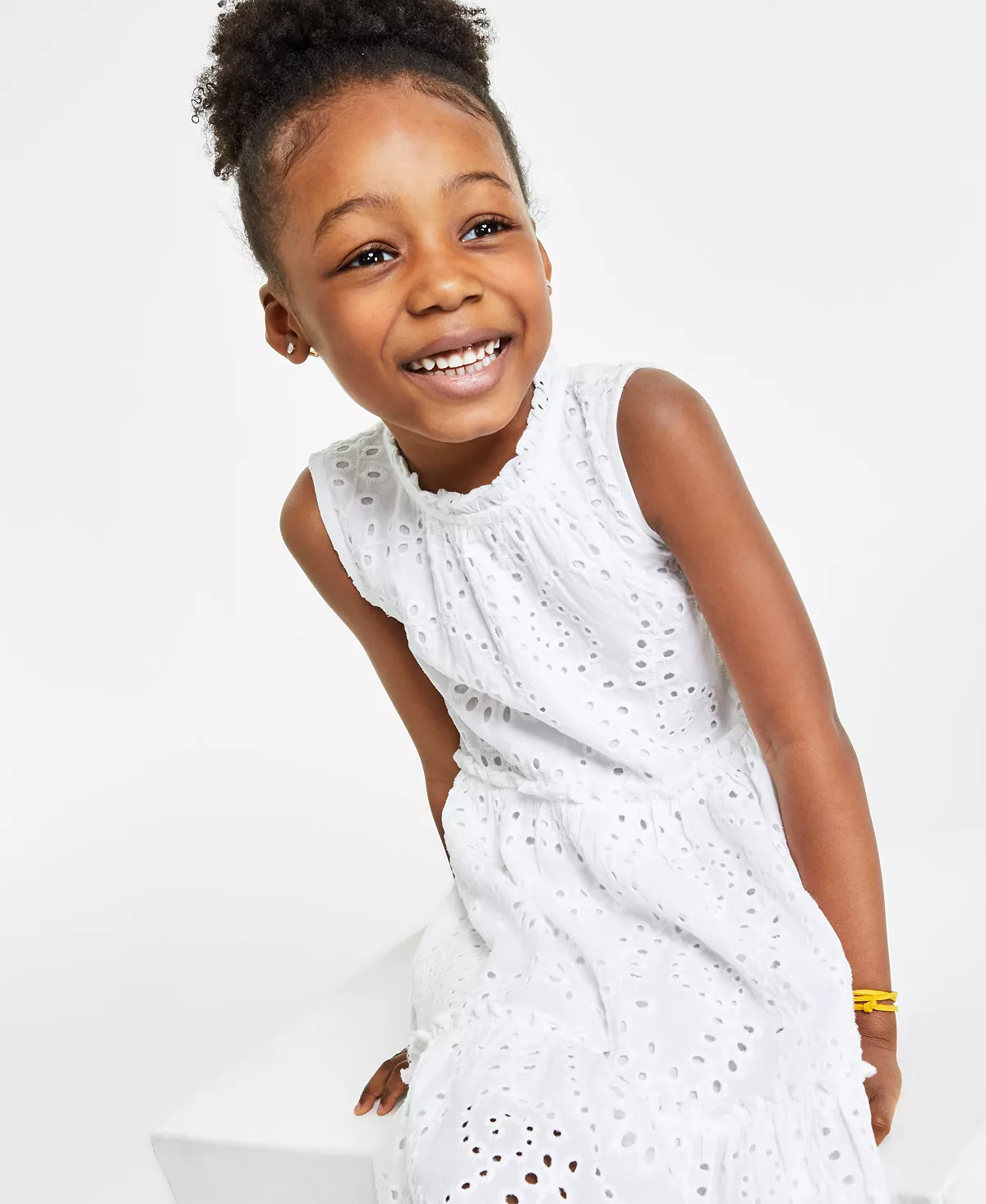Charter Club Little Girl's Cotton Eyelet Dress With Tiered Skirt, Created For Macy's 3 Charter Club Little Girl's Cotton Eyelet Dress With Tiered Skirt, Created For Macy's - Image 3