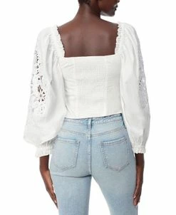 Alternative view of Sam Edelman Women's Stevie Cotton Sweetheart-Neck Lace-Sleeve Top
