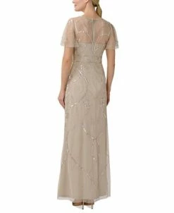 Alternative view of Papell Studio Women's Flutter-Sleeved Embellished V-Neck Gown
