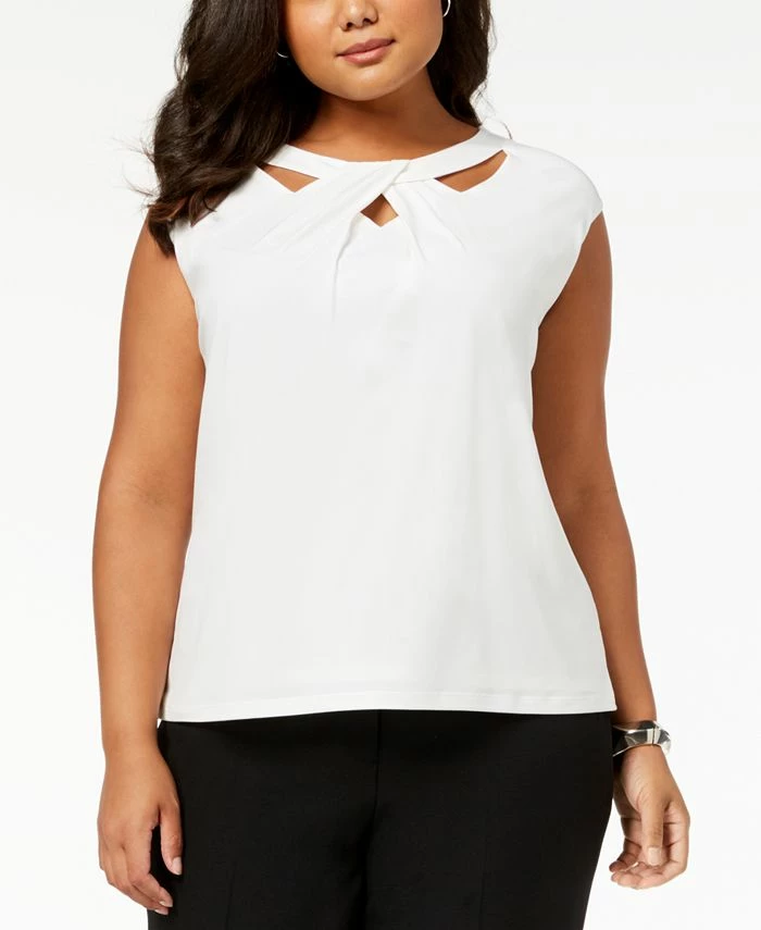 Kasper Plus Size Crossover Cutout Top 1 Kasper Plus Size Crossover Cutout Top